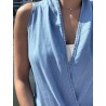 Blouse denim portefeuille bleue Katelyn